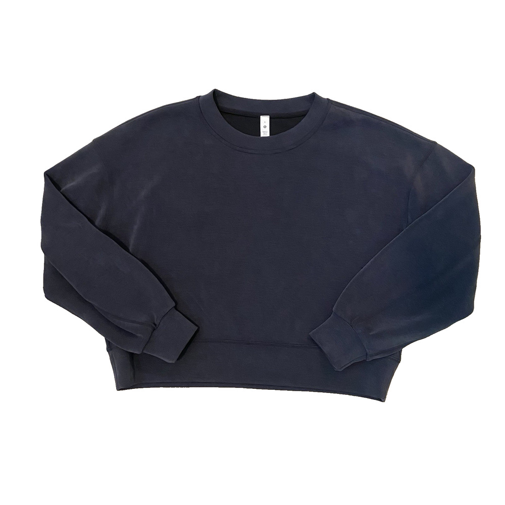 Lululemon Softstreme Perfectly‎ Oversized Cropped Crew 6 Black Athleisure Casual